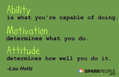 Motivational Quote - Ability is what you're capable of doing. Motivation determines what you do. Attitude determines how well you do it.