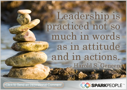 Motivational Quote - Leadership is practiced not so much in words as in 