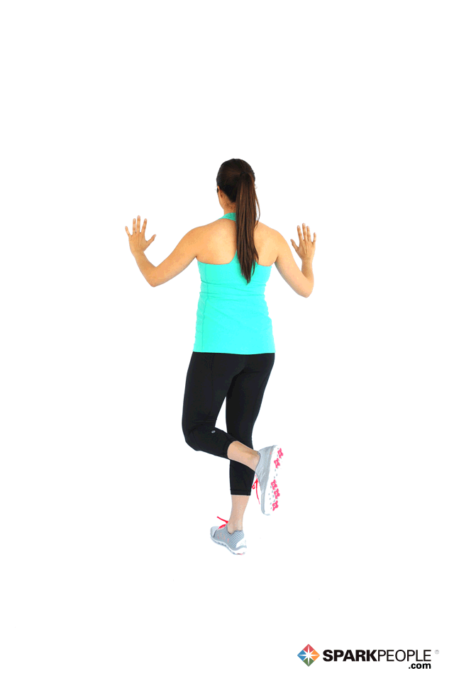 Single Leg Calf Raises At Wall Exercise Demonstration SparkPeople