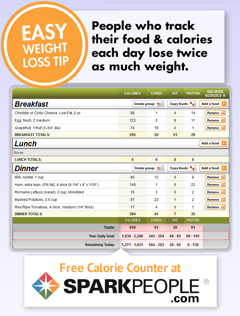 Free Calorie Counter Sparkpeople