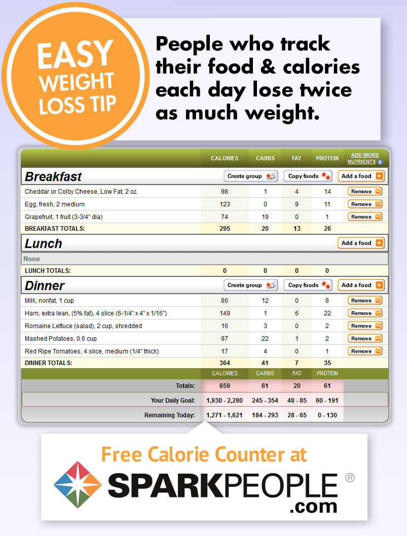 Free Calorie Counter SparkPeople
