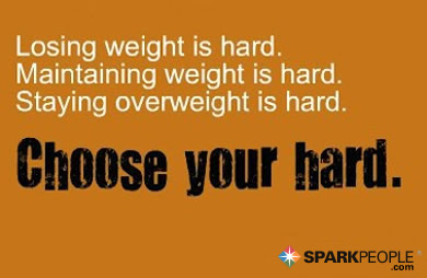 Motivational Quote - Losing weight is hard. Maintaining weight is hard. Staying overweight is hard. Choose your hard.
