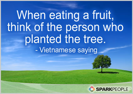 Motivational Quote - When eating a fruit, think of the person who planted the tree.