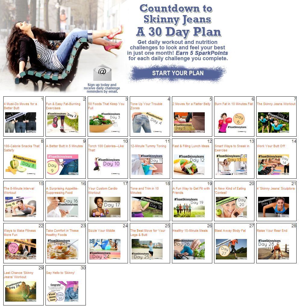 The 30 Day Skinny Jeans Workout Plan Sparkpeople